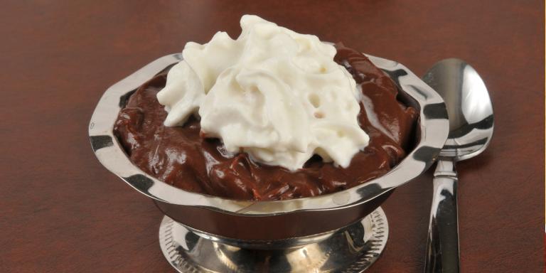 Chocolate custard with whipped cream